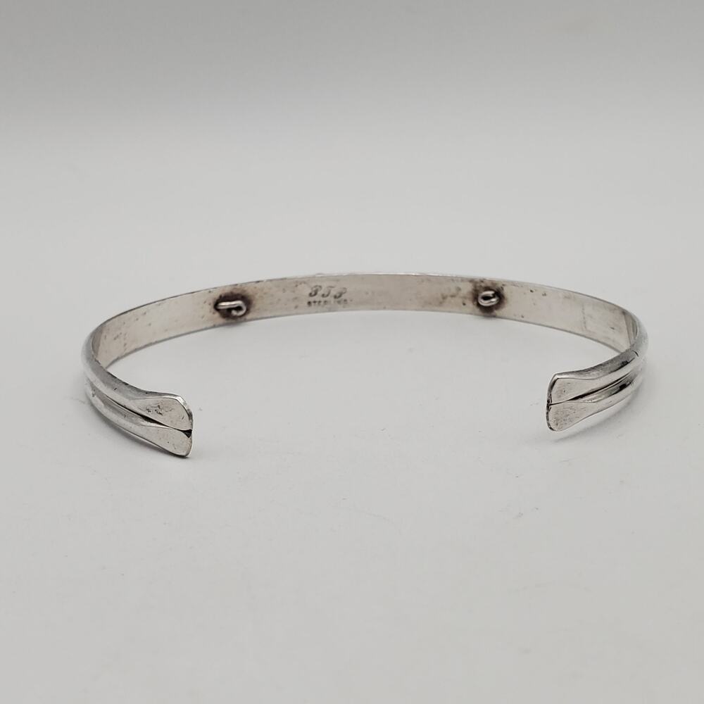 Sterling Silver 925 Vintage Wire Twist Detail Petite Cuff Bracelet Signed PJP - Picture 5 of 10